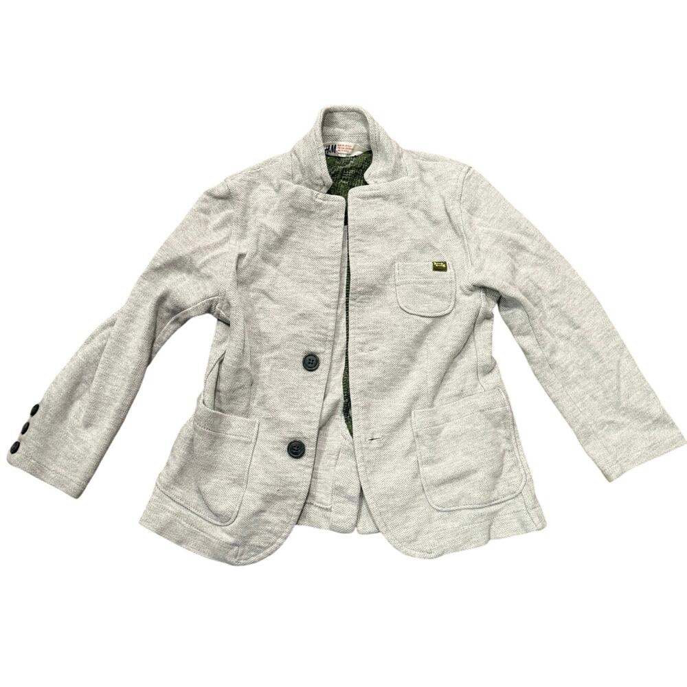 H&M Boys Gray Knit Blazer Jacket Size 5-6Y